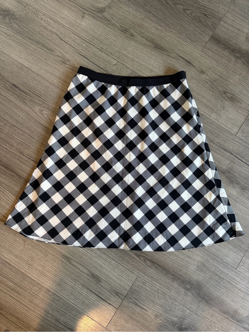 Ann Taylor Black and White Check A-Line Skirt